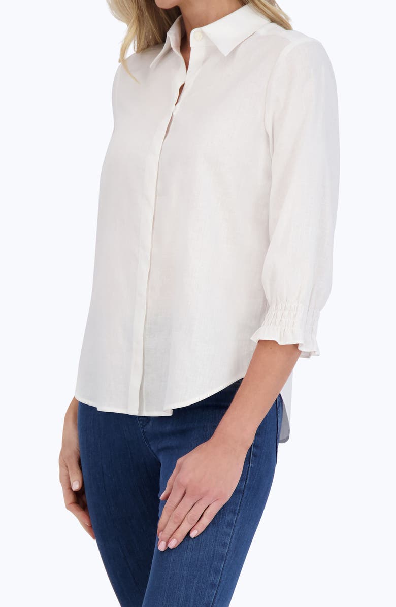Foxcroft Olivia Hidden Placket Linen Blend Top, Alternate, color, 
