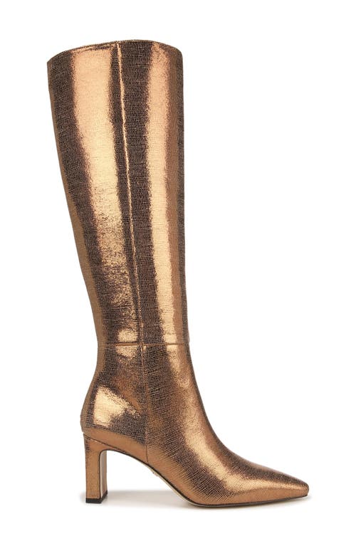 Sam Edelman Elia Wide Calf Knee High Boot Gold Snake Embossed Leather In Medallion Gold