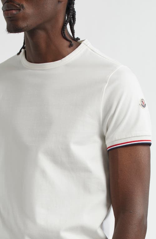 Moncler Tipped Cotton Stretch Jersey T-shirt In Ivory/ivory
