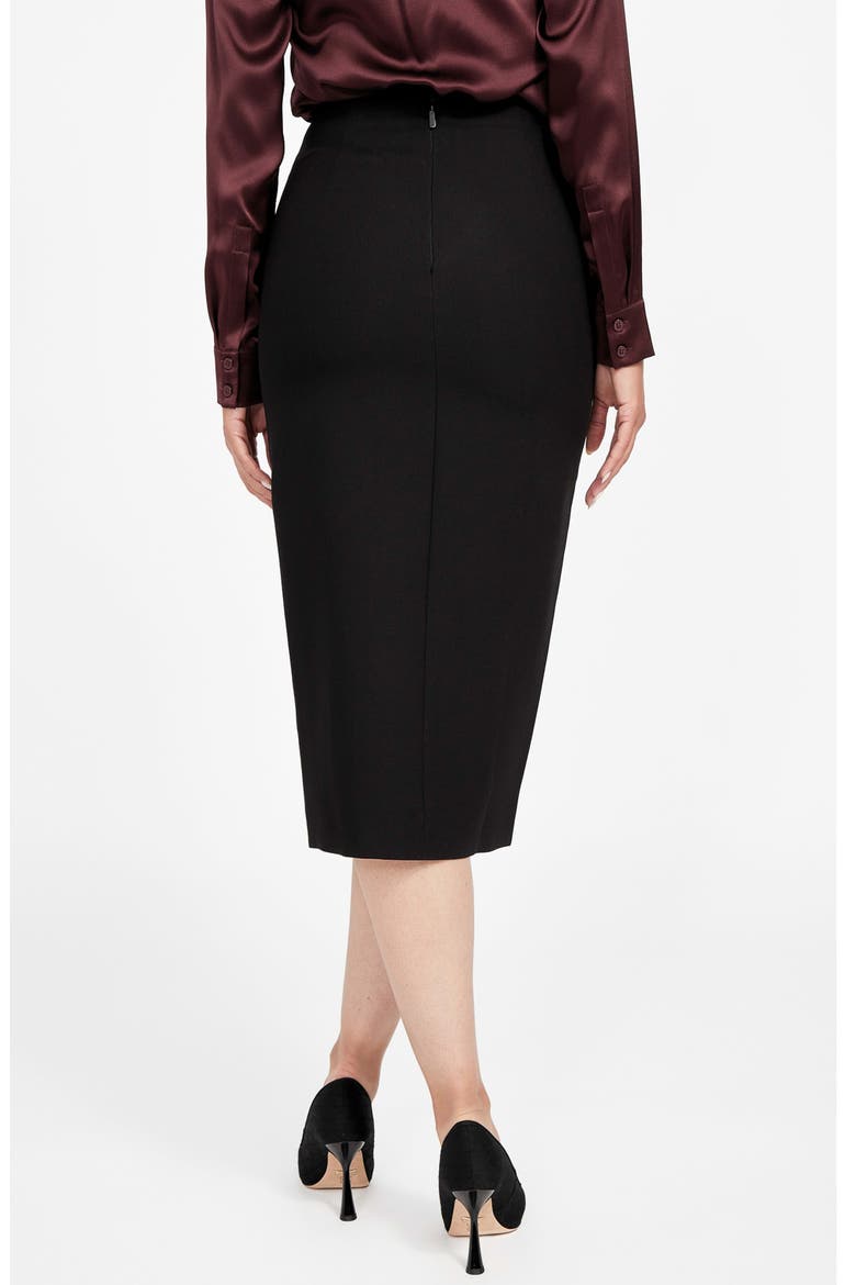 Dalia Button Detail Midi Skirt, Alternate, color, BLACK