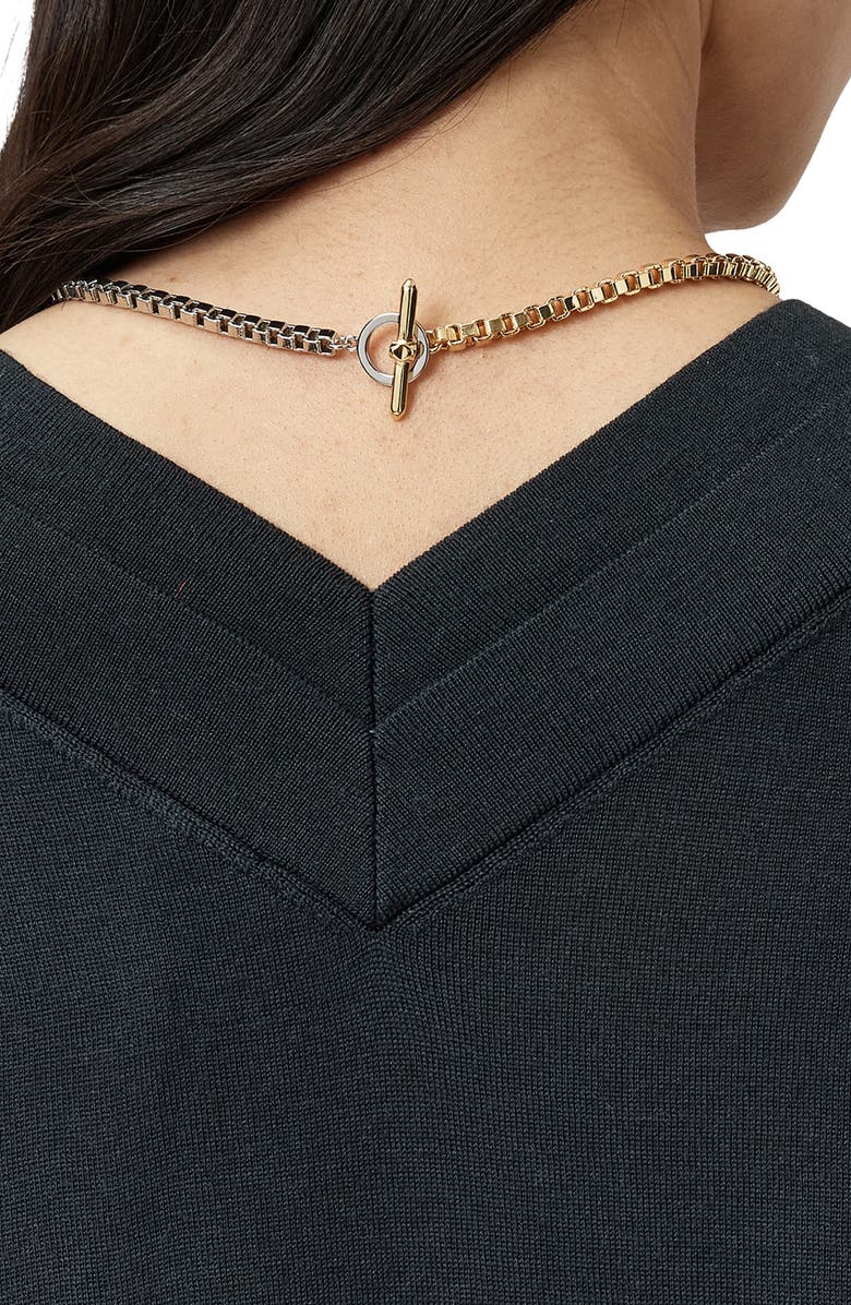 AllSaints Bern Side Snap Mixed Media Sweater Tank, Alternate, color, Collegiate Blue