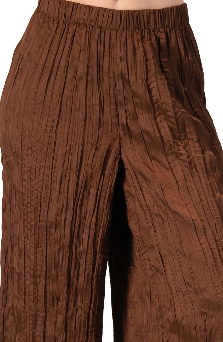 IVONNE Wide-Leg Brown Pleated Trousers, Alternate, color, Brown