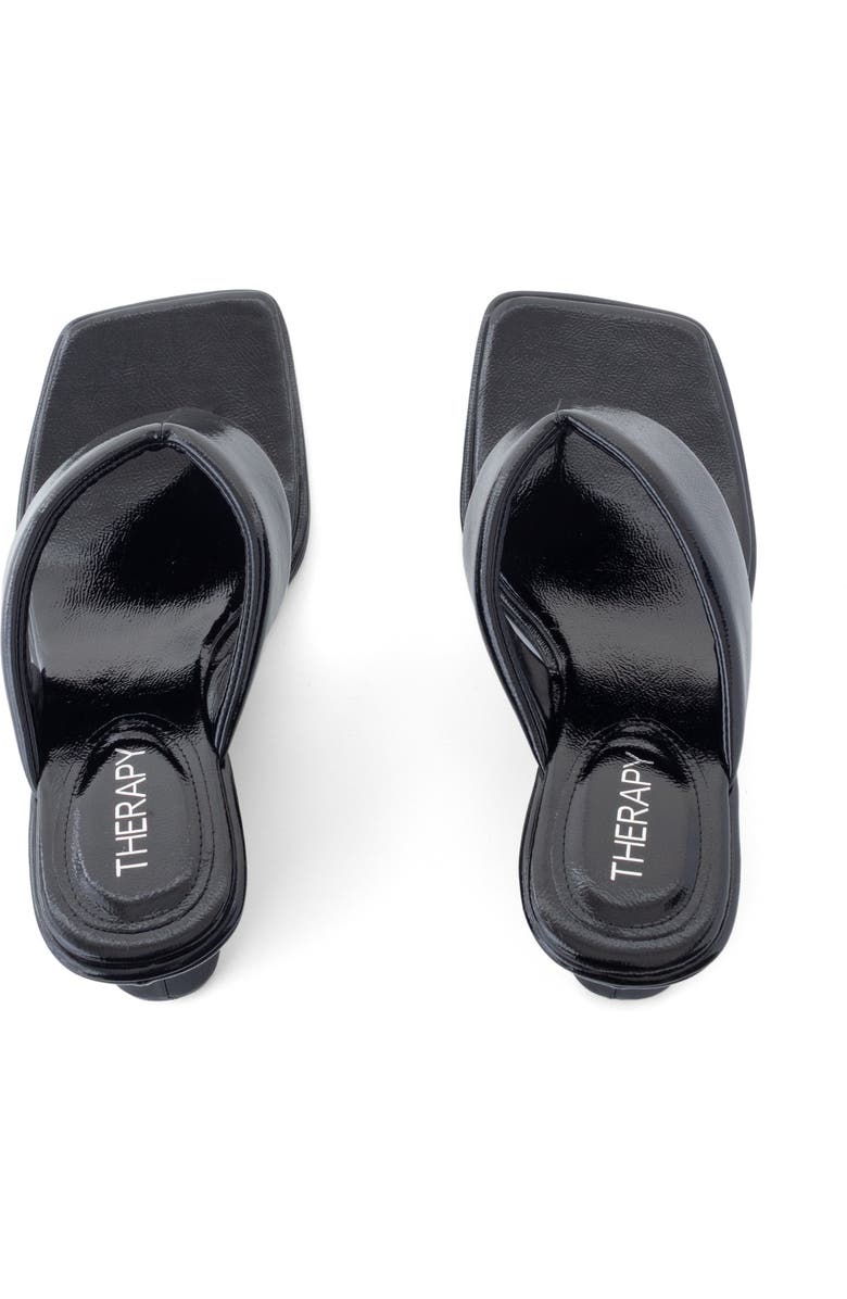 Therapy Australia LENNOX Square Toe Wedge Thong Heel, Alternate, color, Black Crinkled Patent Pu