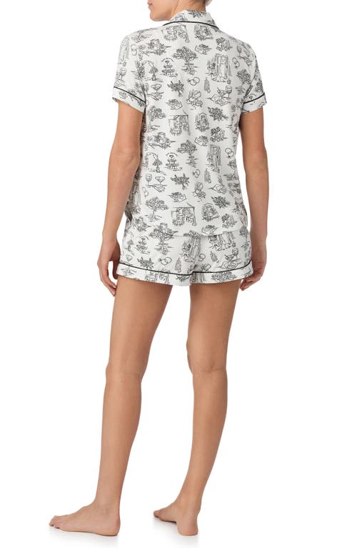 Kate Spade New York Print Short Pajamas In White Black