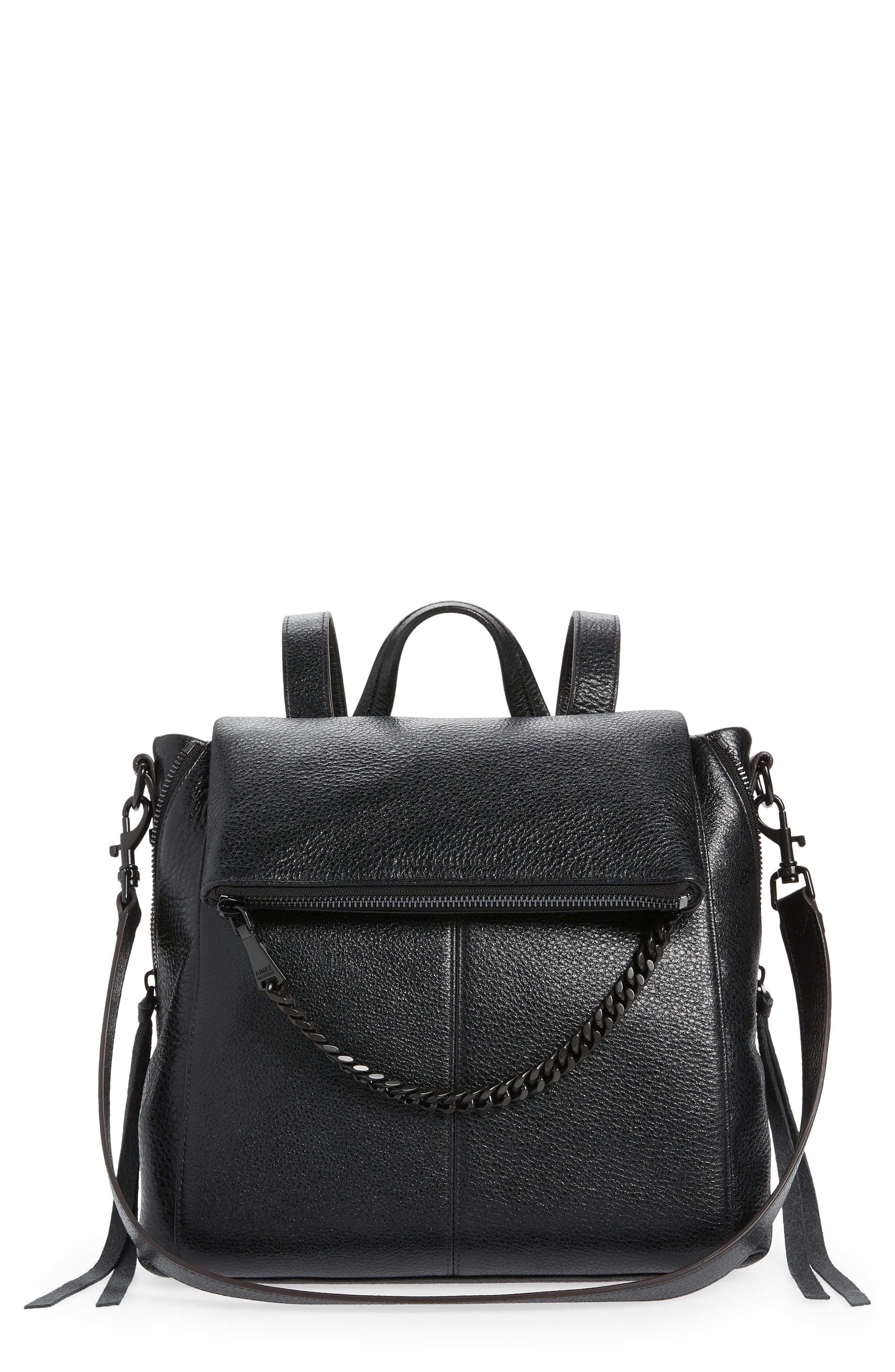 Kestenberg No BS Leather Backpack, Main, color, BLACK W SHINY BLACK