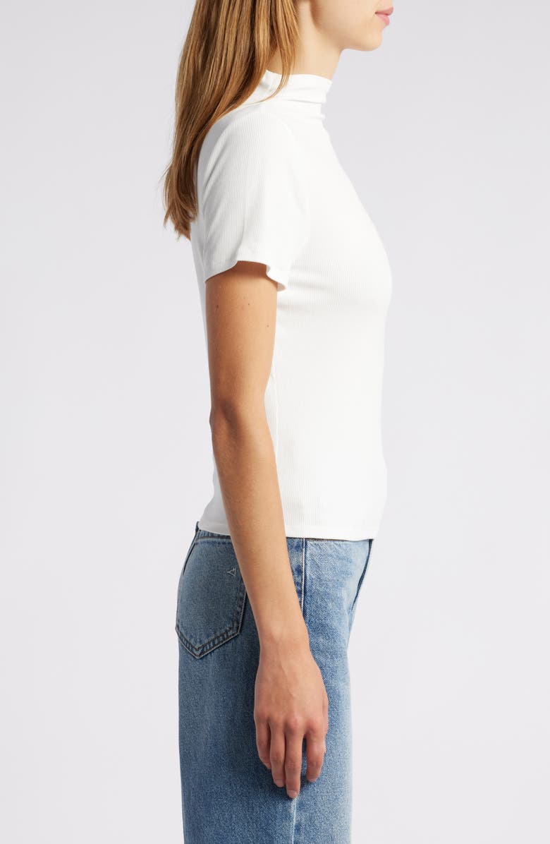 PAIGE Blanche Mock Neck Rib Top, Alternate, color, Ivory