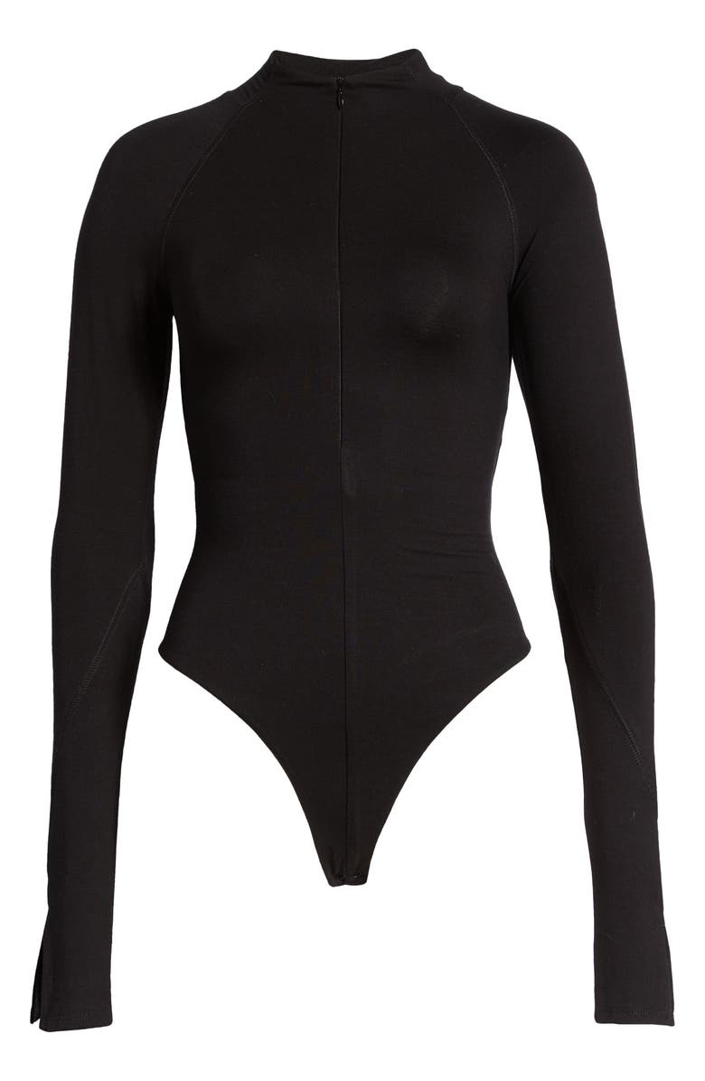 Naked Wardrobe Long Sleeve Half Zip Bodysuit, Alternate, color, 