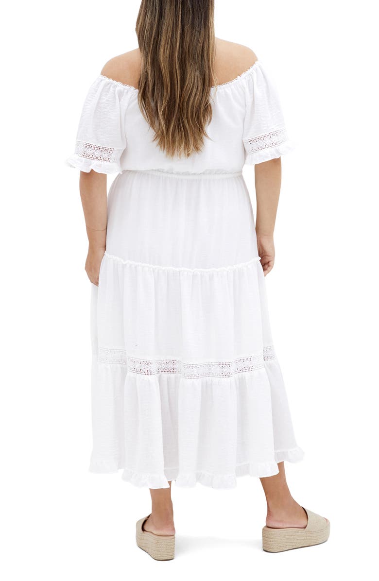 City Chic Angel Embroidery Detail Midi Dress, Alternate, color, Ivory