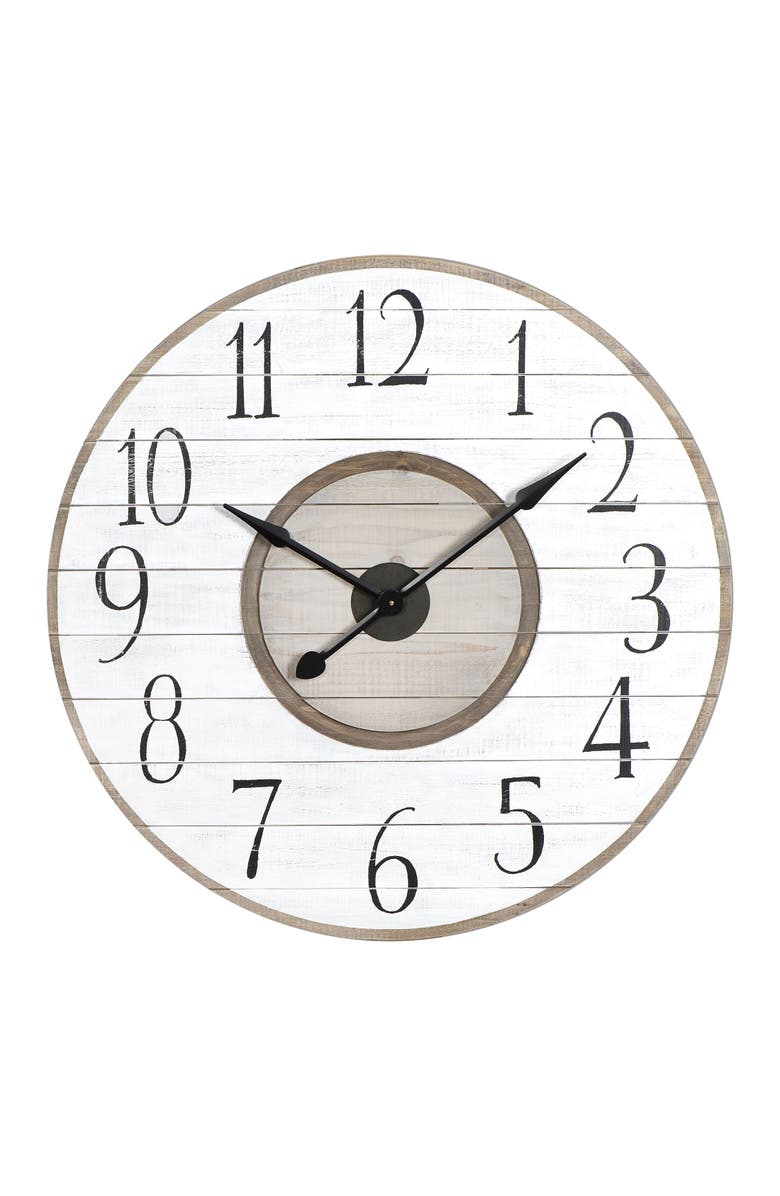 Storied Home Slat Wall Clock, Main, color, White