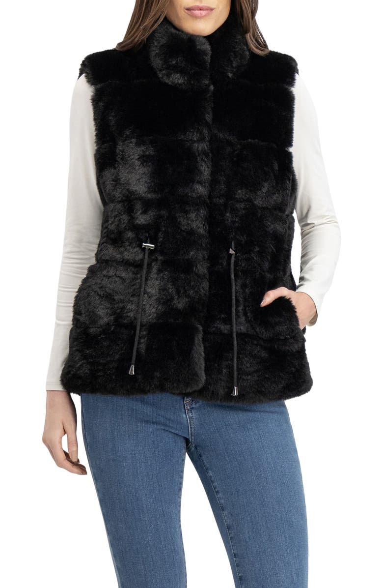 Lyla Grant Fur-Free Rex Rabbit (Faux Fur) Vest, Alternate, color, Black