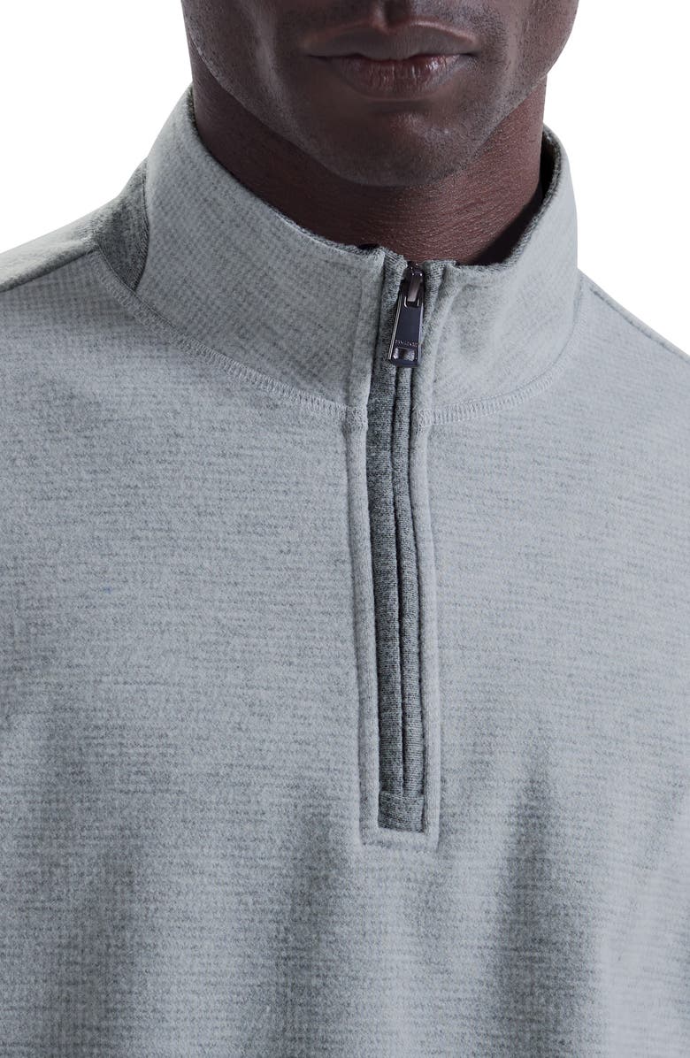 Bugatchi Houndstooth Patern Quarter Zip Top, Alternate, color, Cement