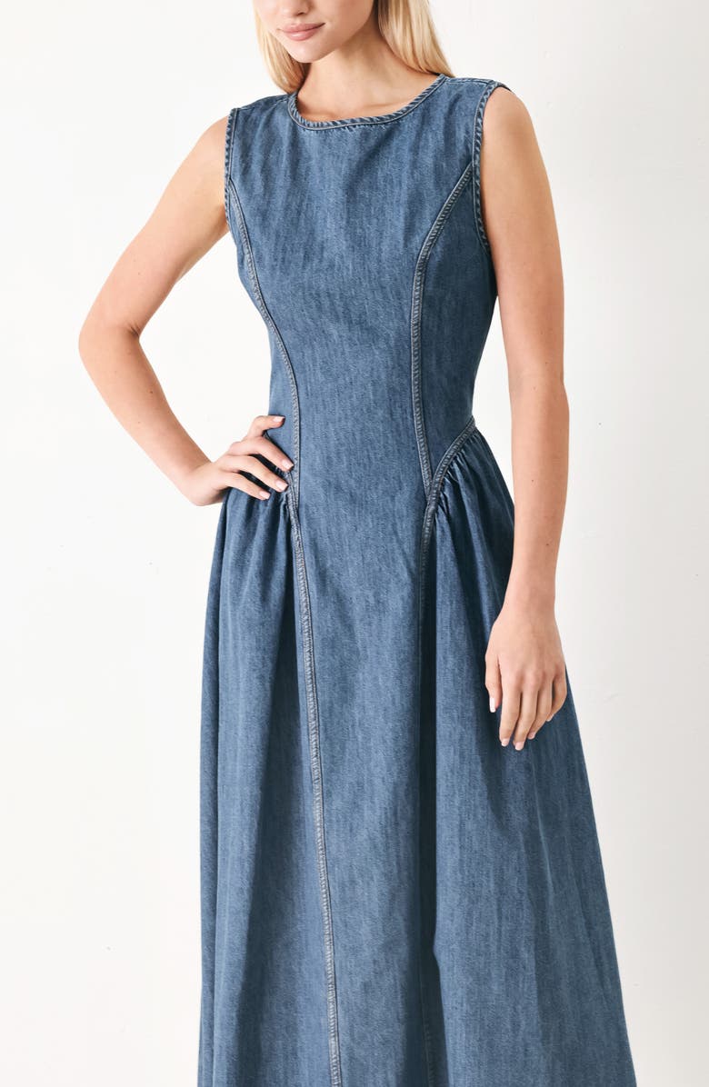 FREEMARKET Denim Midi Dress, Alternate, color, Denim Blue