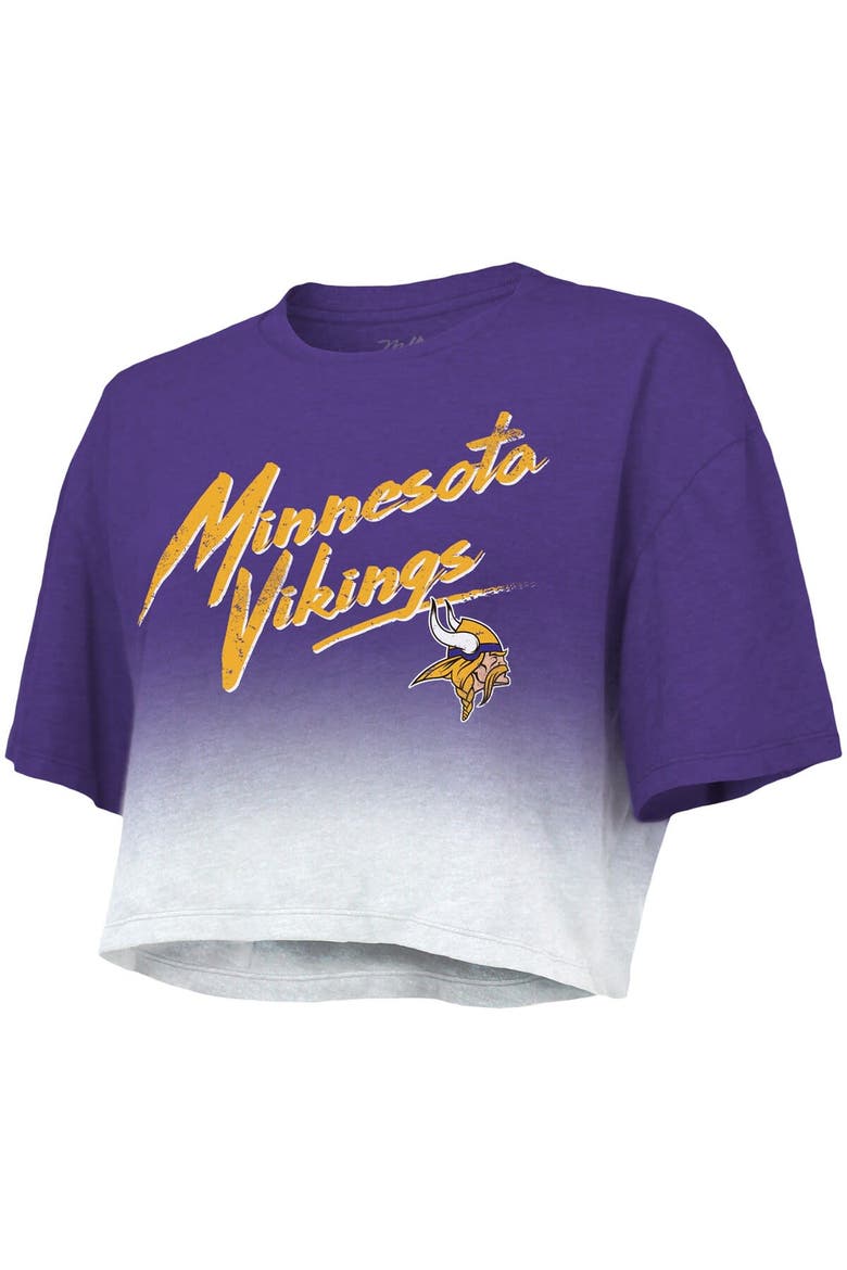 Women's Majestic Threads Justin Jefferson Purple/White Minnesota Vikings Dip-Dye Player Name & Number Crop Top, Alternate, color, Purple