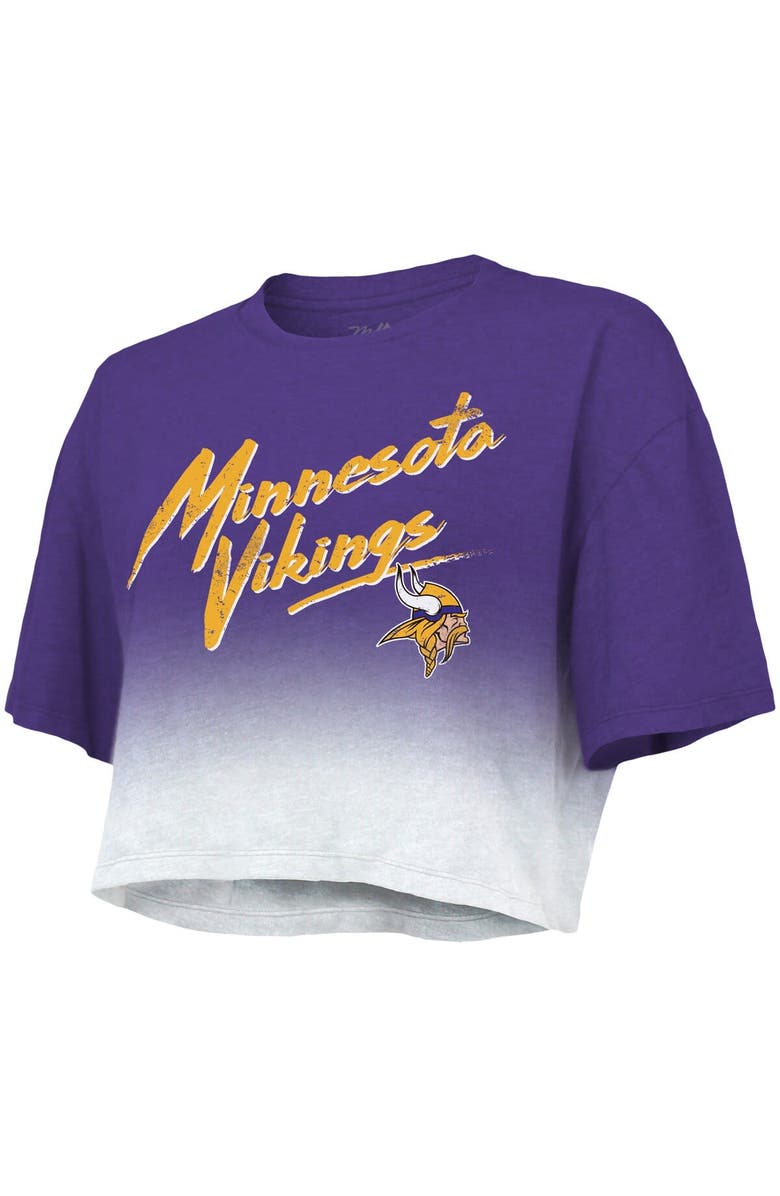 Majestic Threads Women's Majestic Threads Justin Jefferson Purple/White Minnesota Vikings Dip-Dye Player Name & Number Crop Top, Alternate, color, Purple