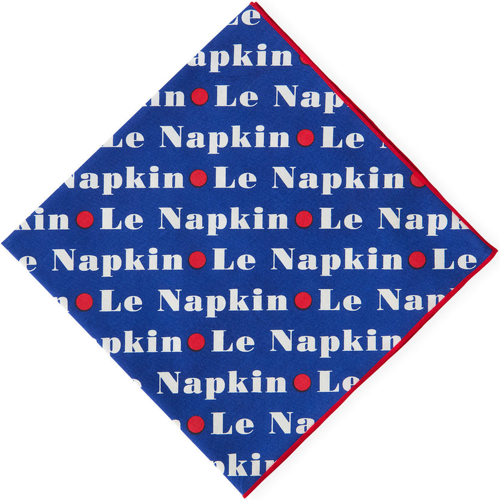 Jonathan Adler Le Napkin Set In Navy/red Trim