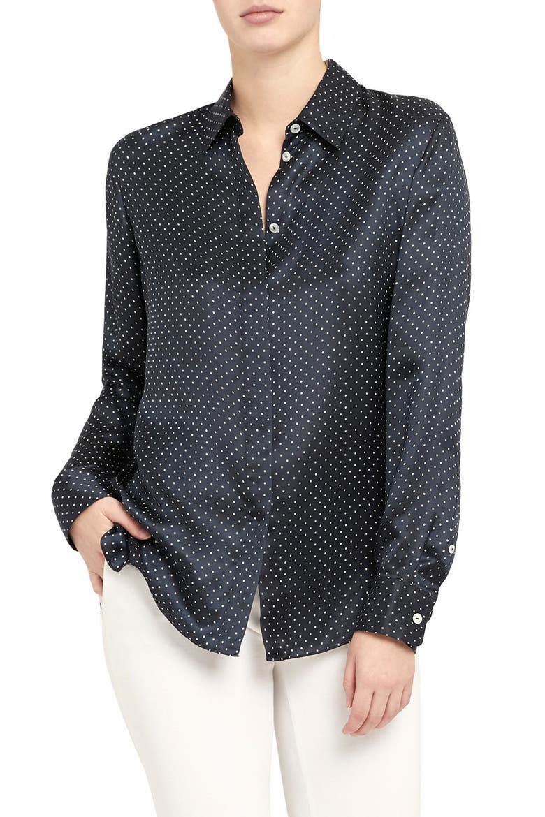 Dot Button-Up Shirt, Main, color, NAVY MULTI