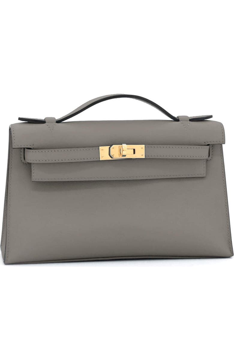 Pre-Owned Hermes Kelly Pochette Swift, Alternate, color, Gris Meyer