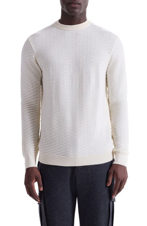 Pyramid Stitch Merino Wool & Silk Crewneck Sweater
