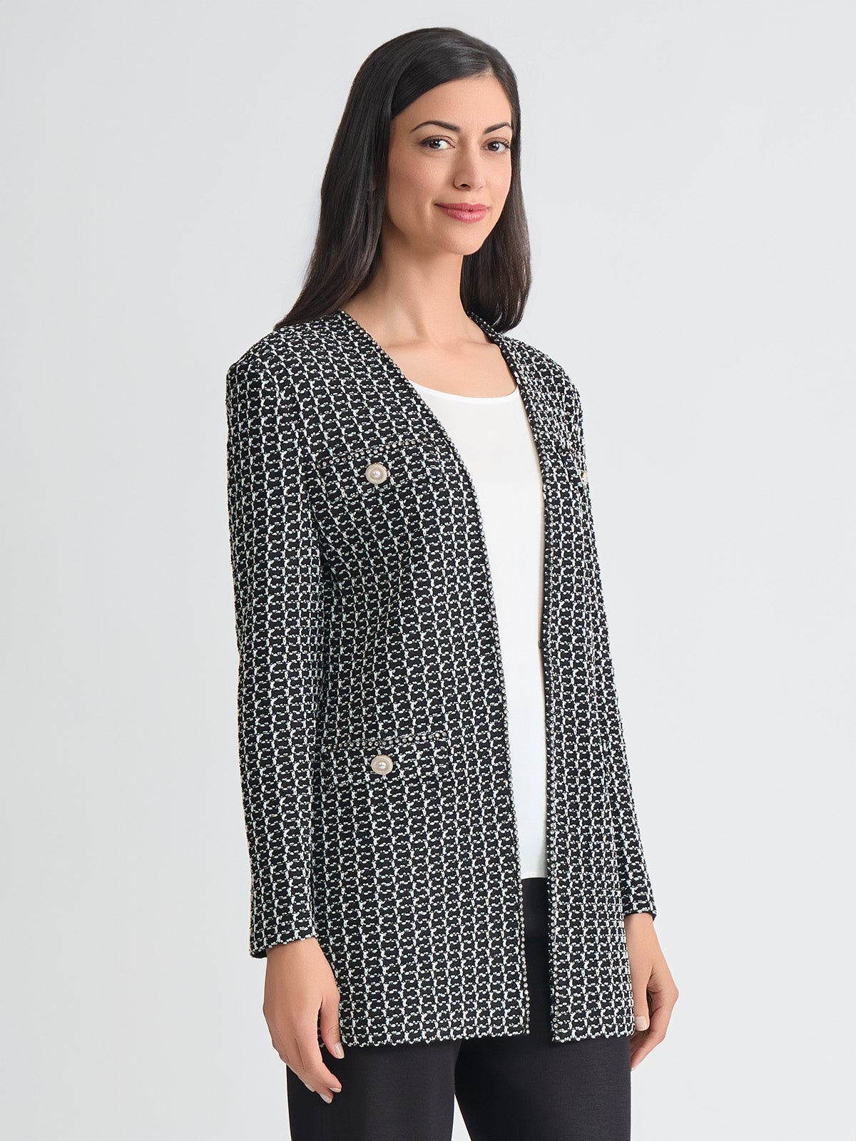 Heritage Jewel Trim Tweed Knit Jacket - image 2