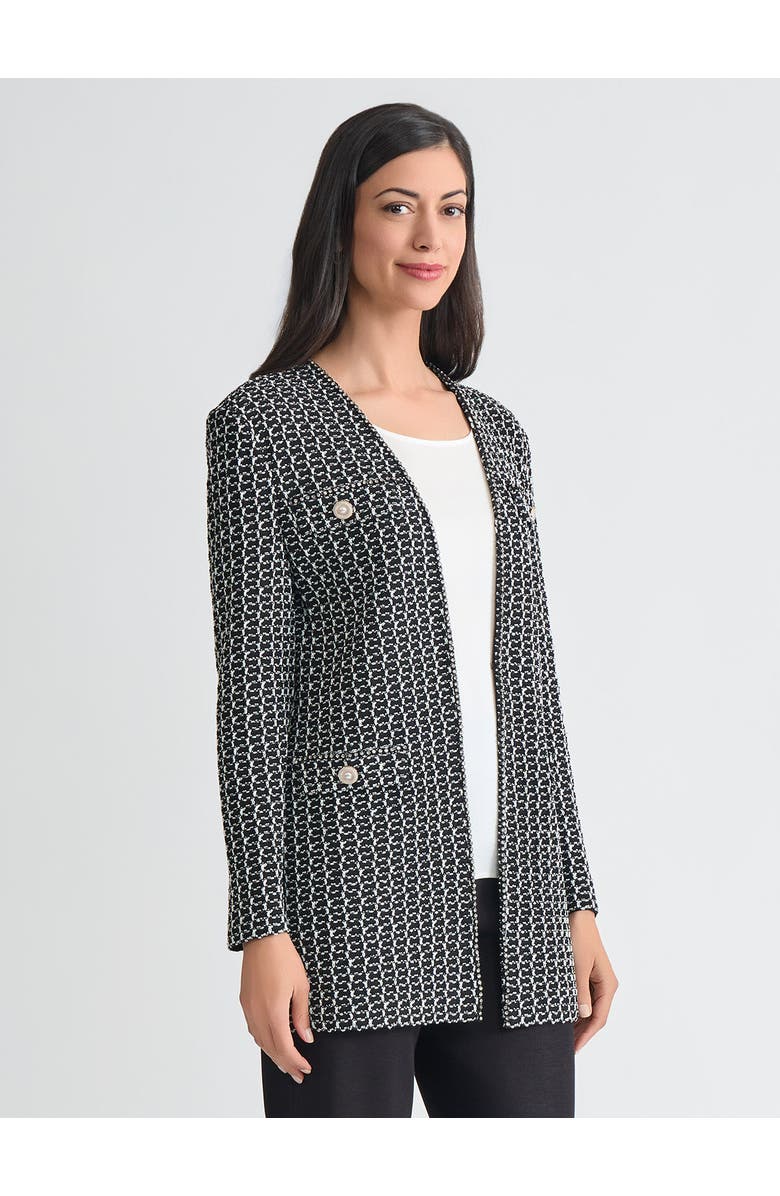 Misook Heritage Jewel Trim Tweed Knit Jacket, Alternate, color, Black/White