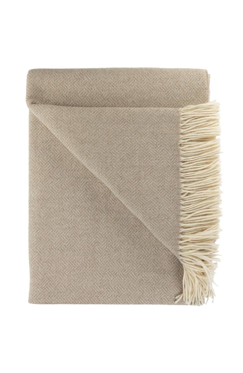 Prince of Scots Southampton Home Merino Wool Basket Weave Throw, Alternate, color, Sand