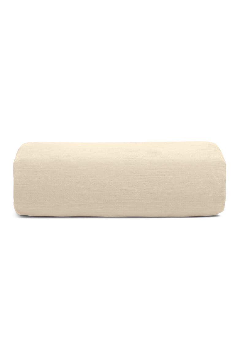 Dune Crinkled Cotton Gauze Fitted Sheet, Main, color, SANDSTONE