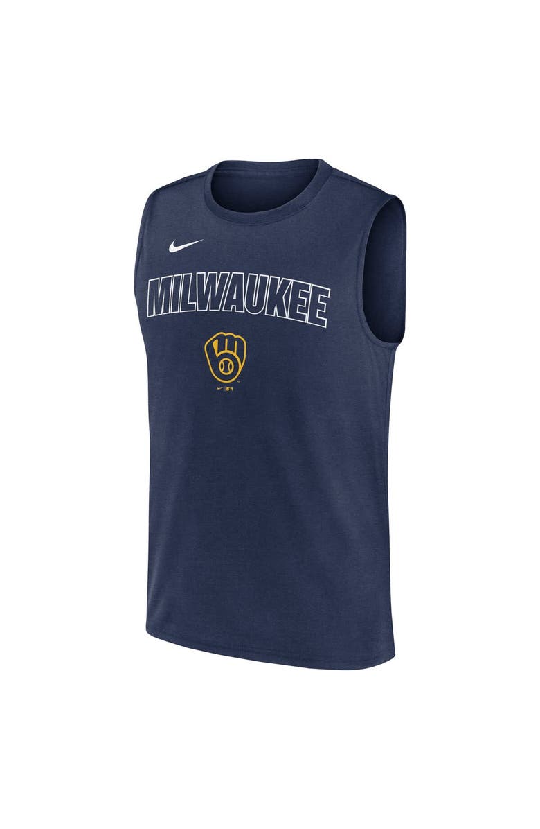 Nike Men's Nike Navy Milwaukee Brewers Knockout Performance Muscle Tank Top, Alternate, color, Navy