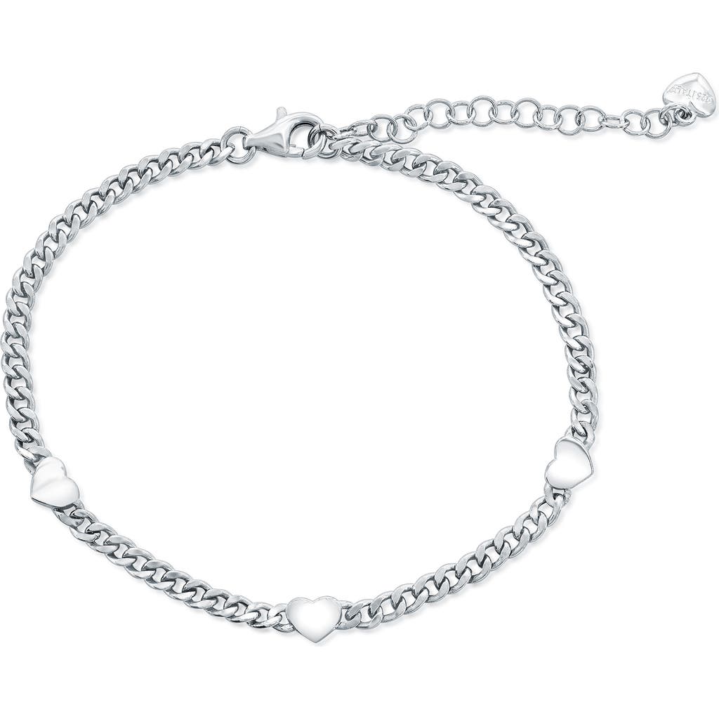 Simona Heart Cuban Chain Bracelet In Silver