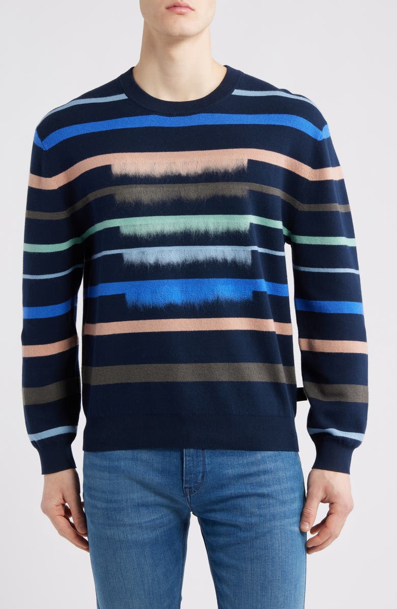 Paul Smith Stripe Crewneck Cotton & Wool Sweater, Main, color,