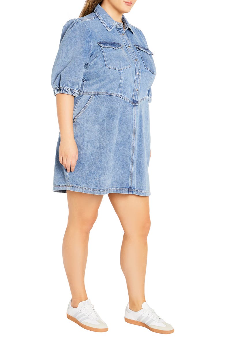 Remi Denim Minidress, Alternate, color, LIGHT WASH