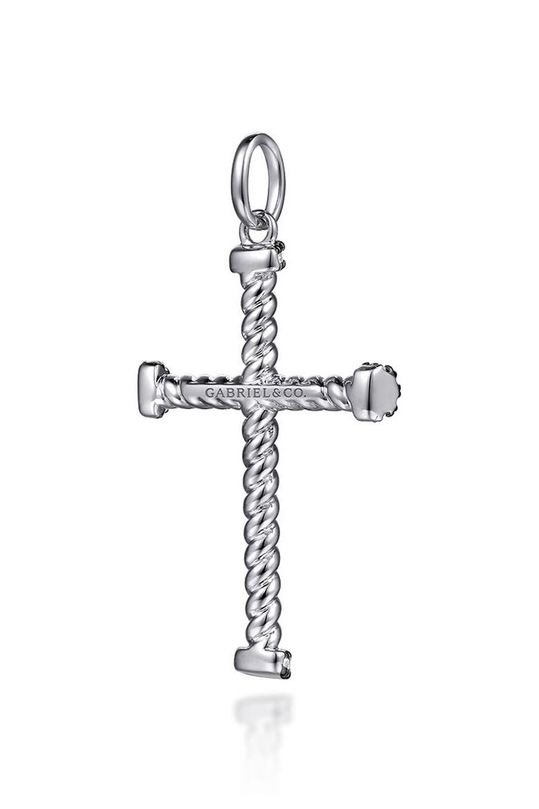 Hampton Sterling Silver Black Spinel Cross Charm, Alternate, color, STERLING SILVER