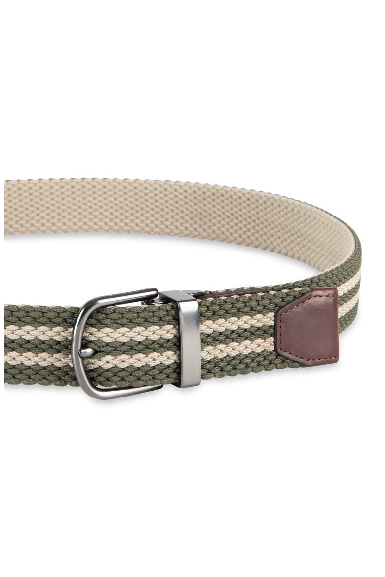 Reversible Stretch Web Belt, Alternate, color, KHAKI/ OLIVE