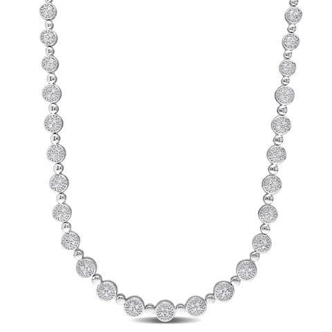 1 CTW Diamond Tennis Necklace Sterling Silver