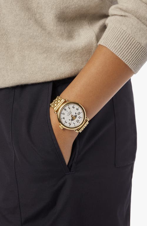 Shinola The Runwell Moon Phase Bracelet Watch, 41mm In White