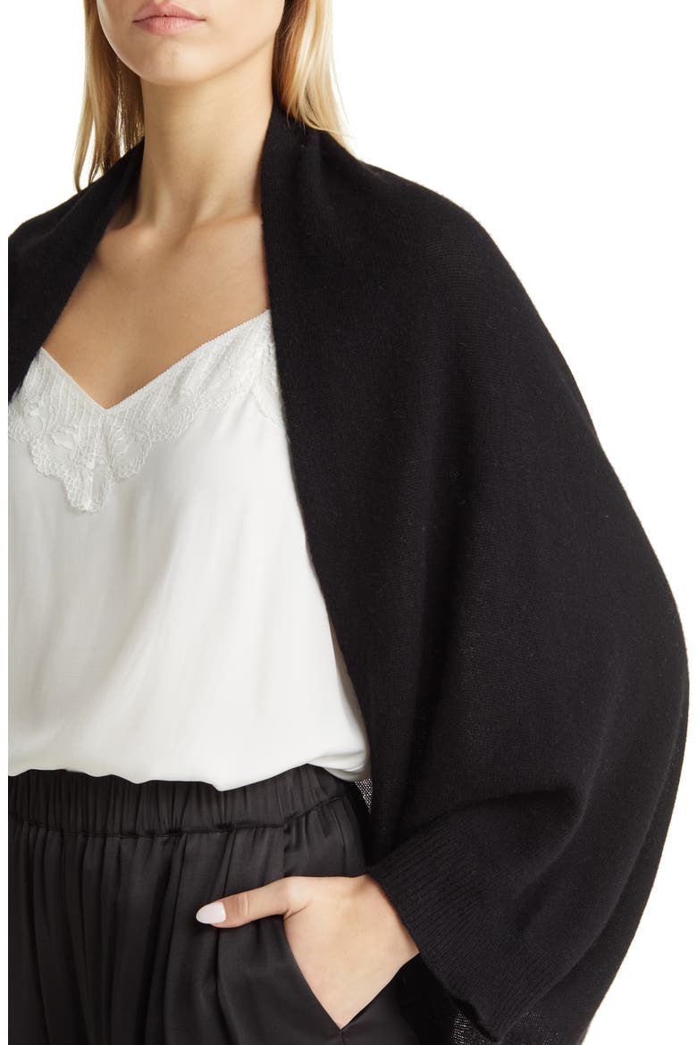 Wool & Cashmere Cocoon Wrap, Alternate, color, BLACK