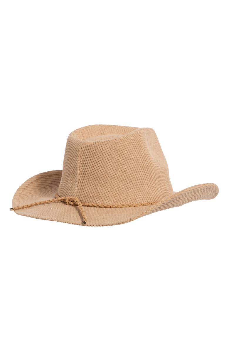 David & Young Corduroy Cowboy Hat, Alternate, color, Light Brown