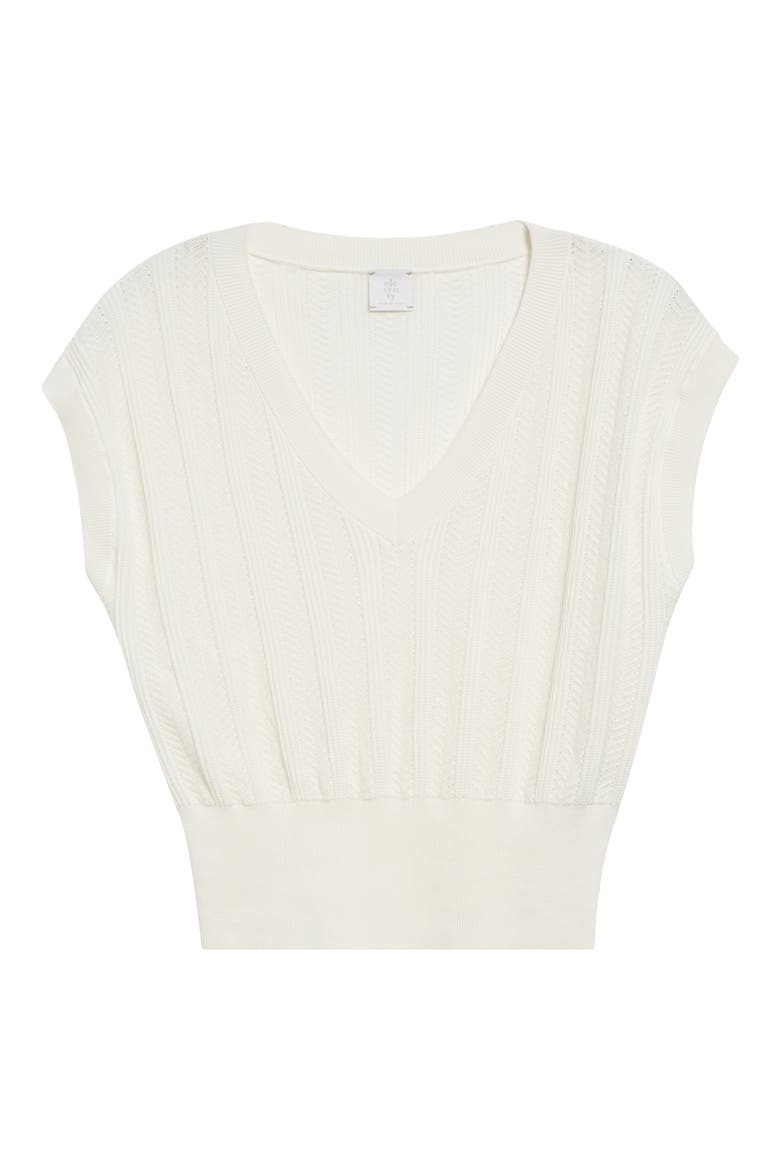 Mixed Stitch V-Neck Crop Sweater Vest, Alternate, color, IVORY