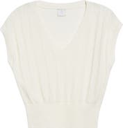 Eleventy Mixed Stitch V-Neck Crop Sweater Vest