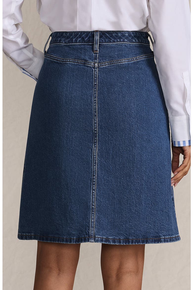 Soft Denim Mid Rise Button Through Mini Skirt, Alternate, color, Indigo Tide Blue