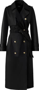Mackage Gael-V Double Breasted Lambskin Leather Trench Coat