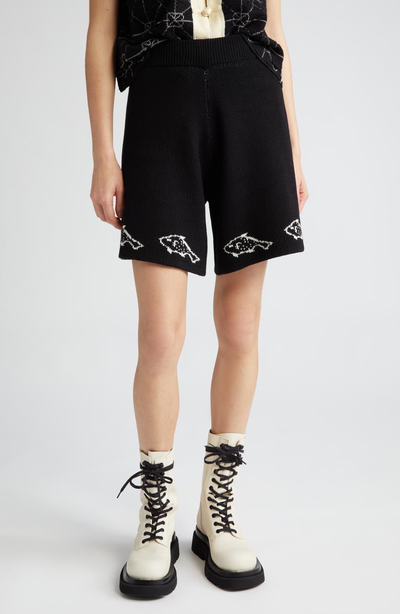 YanYan Laza Fish Jacquard Knit Cotton Shorts, Main, color, 