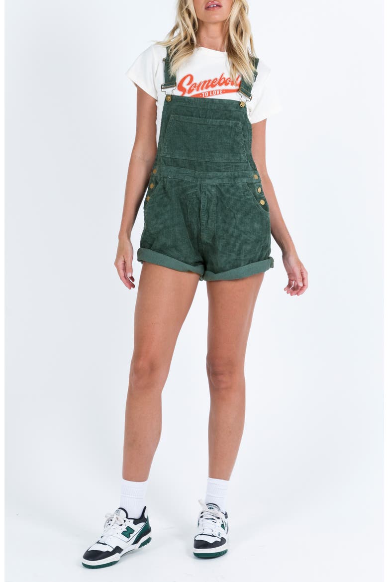 Kacey Corduroy Short Overalls, Main, color, GREEN