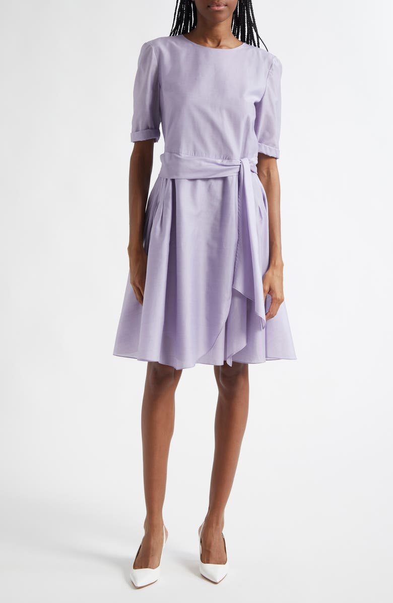 Emporio Armani Muslin Faux Wrap Dress, Main, color, Lilac