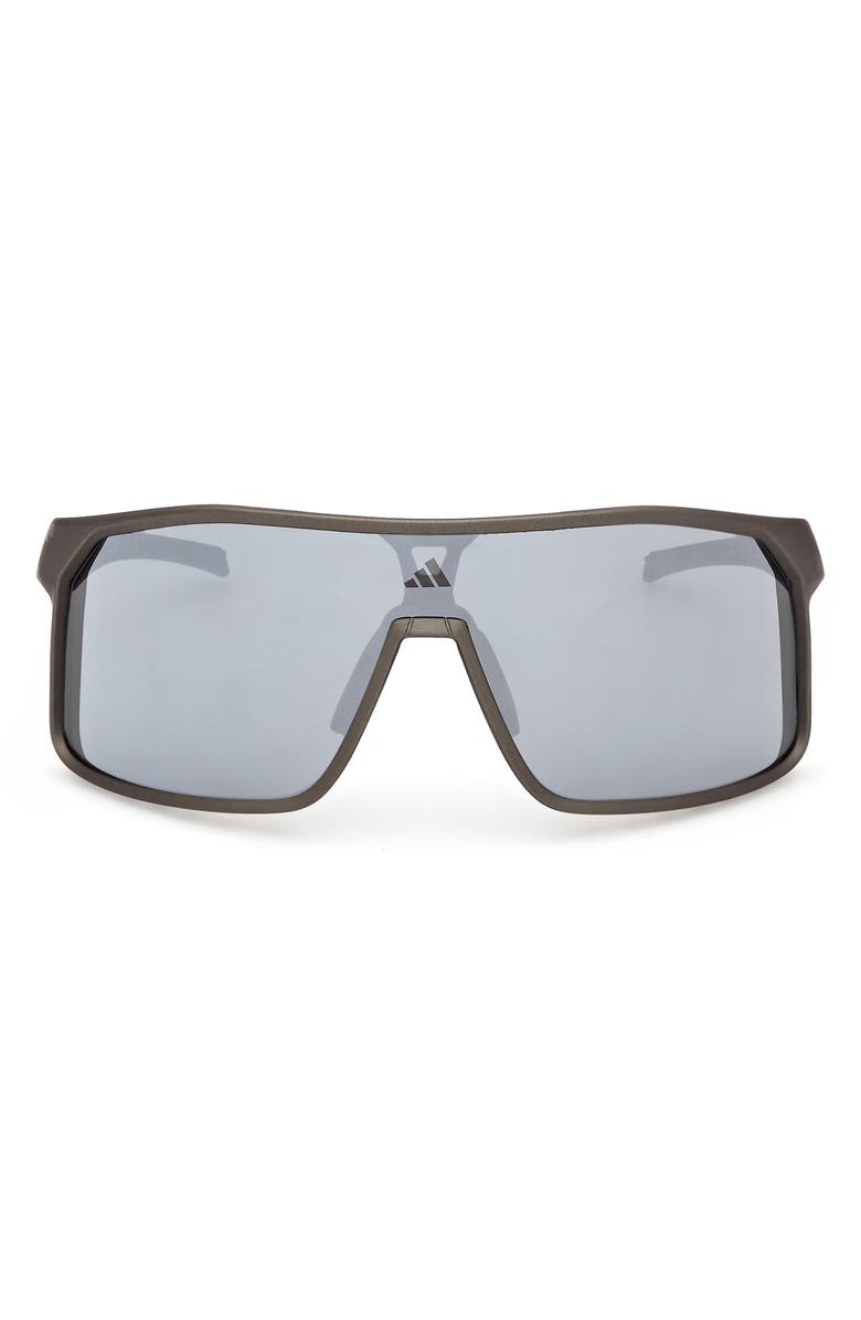 adidas Mirrored Shield Sunglasses, Main, color, Dark Green / Smoke Mirror