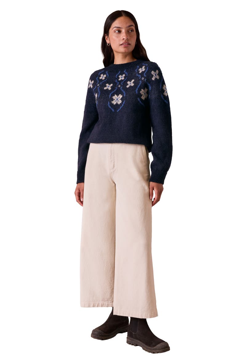 British Wool Abstract Sweater, Alternate, color, Navy