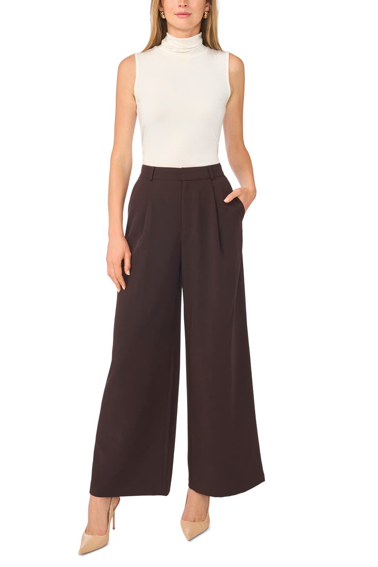 Pleated Wide Leg Trousers, Alternate, color, CHOCOLATE PLUM