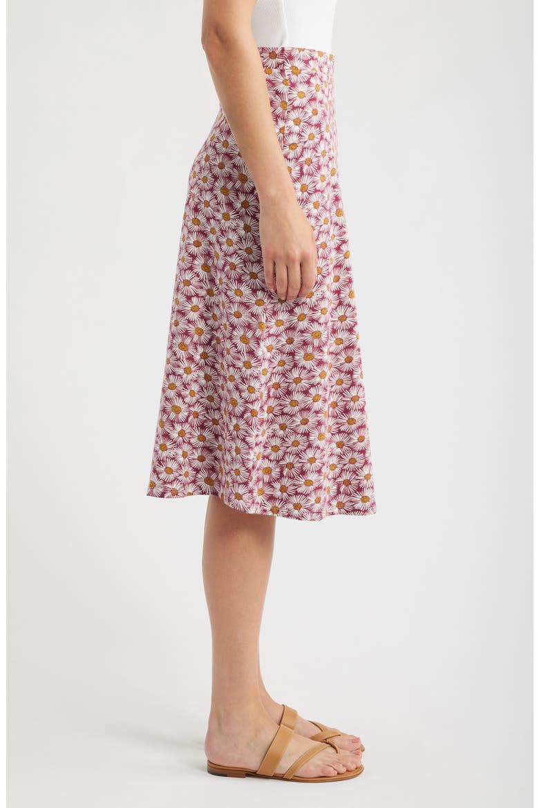 Floral Print Stretch Organic Cotton Skirt, Alternate, color, PAINTED ASTERS DARK FREESIA