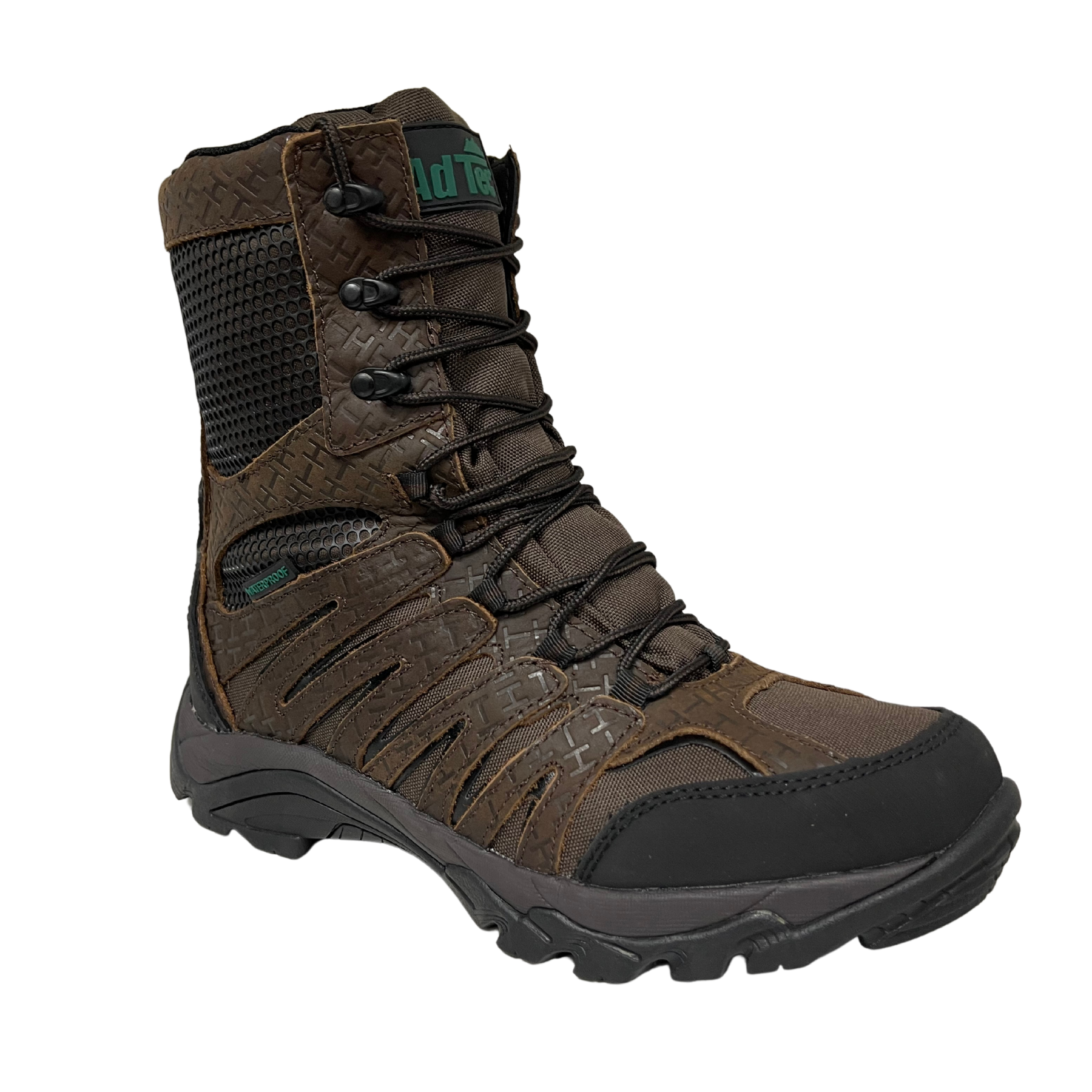 AdTec 8" Waterproof Side Zipper Hunting Boot, Main, color, Brown Camo