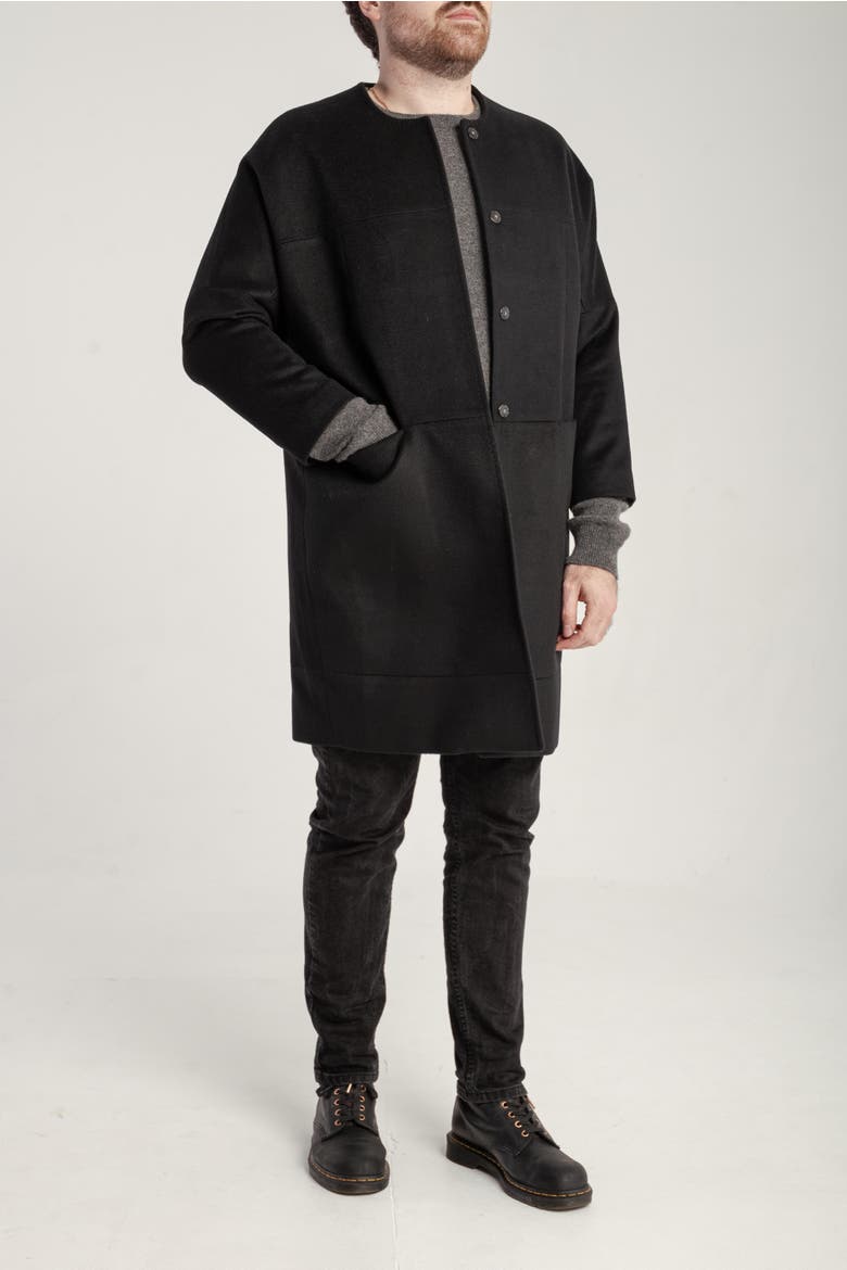 Cashmere Crew Neck Coat, Alternate, color, Black