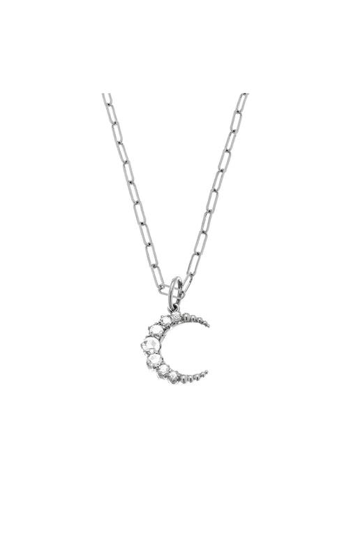 Sethi Couture Crescent Diamond Pendant in White Gold 
